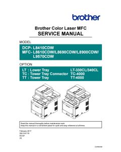 Brother Color-Laser-MFC L8610CDW L8690CDW L8900CDW L9570CDW DCP-L8410CDW Service Manual