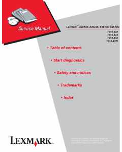 Lexmark X X264dn X363dn X364dn X364dw 7013 Service Manual