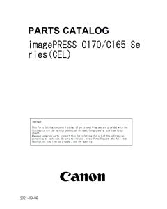 Canon imagePRESS C170 C165 Parts List