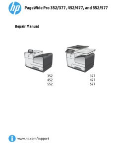HP PageWide Pro 352 277 Pro 452 477 Pro 552 577 Service Manual (Repair Manual and Parts Manual)