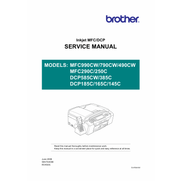 Brother Inkjet-MFC 250 290 490 790 990 C CW DCP145 165 185 285 585 C-CW Service Manual