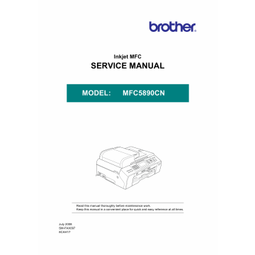 Brother Inkjet-MFC 5890CN Service Manual and Parts