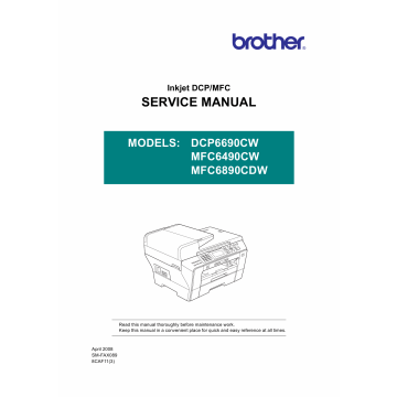 Brother Inkjet-MFC 6490CW 6890CWD Service Manual and Parts
