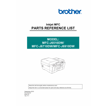 Brother Inkjet-MFC J6510 J6710 J6910 DW Parts Manual