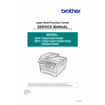 Brother Laser-MFC 7320 7340 7440 7450 7840 N-W DCP7030 7040 7050N Service Manual