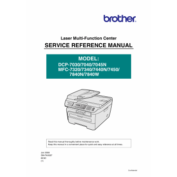 Brother Laser-MFC 7320 7340 7440 7450 7840 N-W DCP7030 7050 7050N Parts Reference