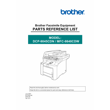 Brother Laser-MFC 9840CDW DCP9045CDN Parts Reference