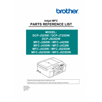 Brother Laser-MFC J280 J425 J430 J435 J625 J825 J835 W-DW DCPJ525 J725 J925 W-DW Service Manual