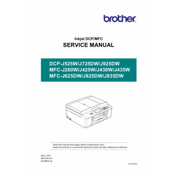 Brother Laser-MFC J280 J425 J430 J435 J625 J825 J835 W-DW DCPJ525 J725 J925 W-DW Service Manual