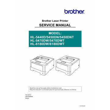 Brother Laser Printer HL-5440 5450 5470 6180 Service Manual