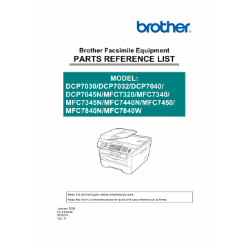 Brother MFC 7345 7440 7450 7840 N-W DCP7030 7032 7040 7045 7320 7340 N Parts Reference