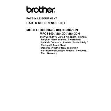 Brother MFC 8440 8840D 8840DN DCP8040 8045D 8045DN Parts Reference
