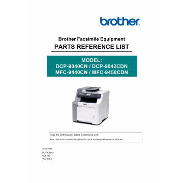 Brother MFC 9440CN 9450CDN DCP9040CN 9042CND Parts Reference