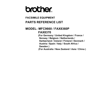 Brother MFC 9660 FAX8360 8370 Parts Reference