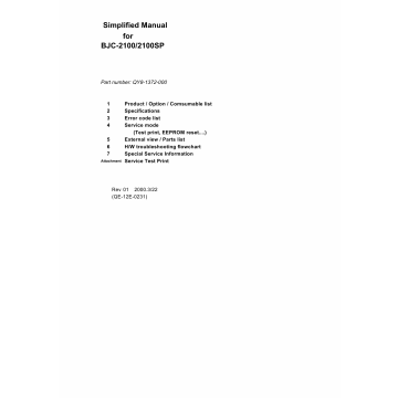 Canon BubbleJet BJC-2100 2100SP Service Manual