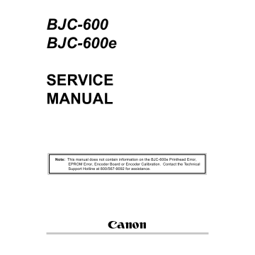 Canon BubbleJet BJC-600 600e Service Manual