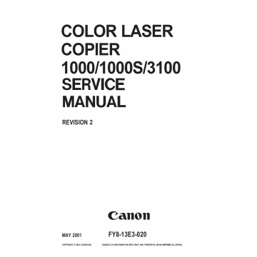 Canon ColorLaserCopier CLC-1000 1000S 3100 Parts and Service Manual