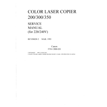 Canon ColorLaserCopier CLC-200 300 350 Parts and Service Manual