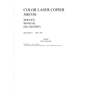 Canon ColorLaserCopier CLC-500 550 Parts and Service Manual