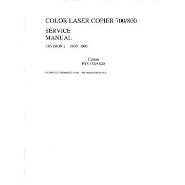 Canon ColorLaserCopier CLC-700 800 Parts and Service Manual