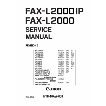 Canon FAX L2000 L2000IP Parts and Service Manual