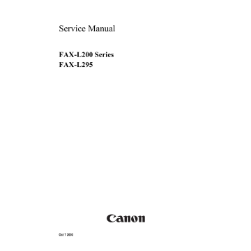 Canon FAX L200 L295 Parts and Service Manual