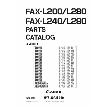 Canon FAX L280 Parts Catalog Manual