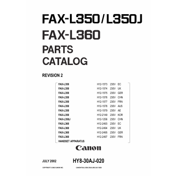 Canon FAX L350 L350J L360 Parts and Service Manual