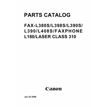 Canon FAX L380S L390 Parts Catalog Manual