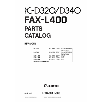 Canon FAX L400 Parts Catalog Manual
