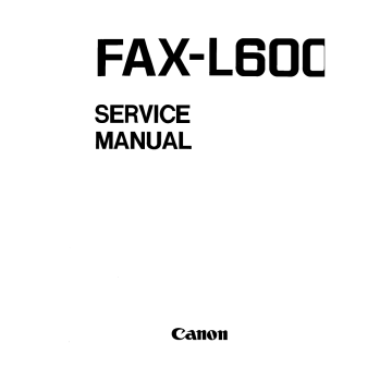 Canon FAX L600 Parts and Service Manual