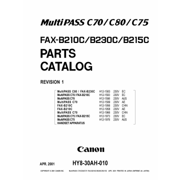 Canon MultiPASS MP-C70 C80 C75 Parts Catalog Manual