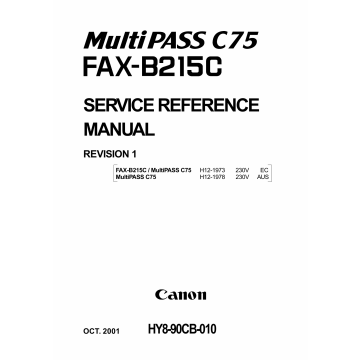 Canon MultiPASS MP-C75 FAX-B215C Parts and Service Manual