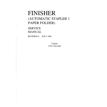 Canon Options Finisher-1 Automatic-Stapler1-Paper-Folder Parts and Service Manual