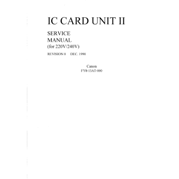 Canon Options IC-II Card-Unit-II Parts and Service Manual