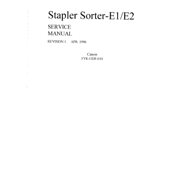 Canon Options Sorter-E1 Stapler-E2 Parts and Service Manual