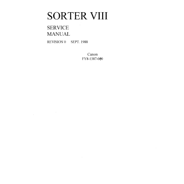 Canon Options Sorter-VIII Parts and Service Manual