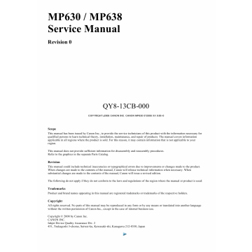 Canon PIXMA MP630 MP638 Service Manual