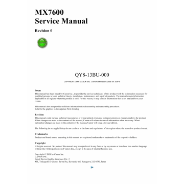 Canon PIXMA MX7600 Service Manual