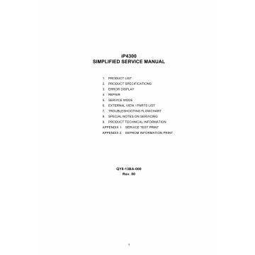 Canon PIXMA iP4300 Parts and Service Manual