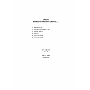 Canon PIXMA iP4500 Simplified Service Manual