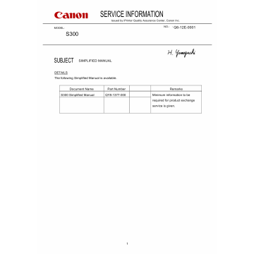 Canon PIXUS S300 Simplified Service Manual