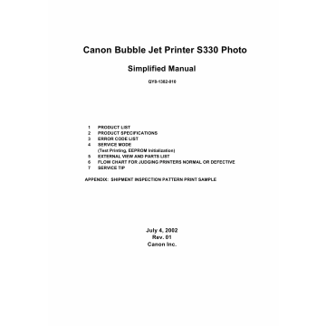 Canon PIXUS S330 Simplified Service Manual