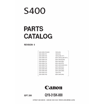 Canon PIXUS S400 Parts Catalog Manual