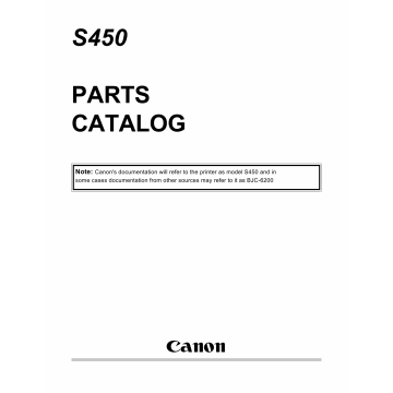 Canon PIXUS S450 Parts Catalog Manual