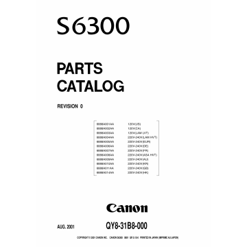 Canon PIXUS S6300 Parts Catalog Manual