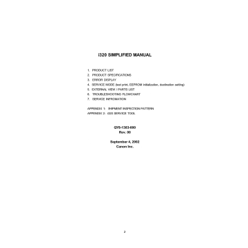Canon PIXUS i320 Service Manual Simplified