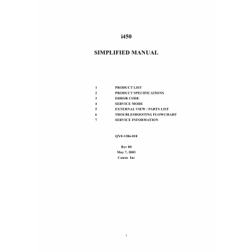 Canon PIXUS i450 Service Manual Simplified