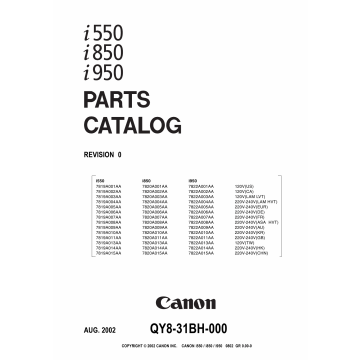 Canon PIXUS i550 i850 i950 Parts Catalog Manual