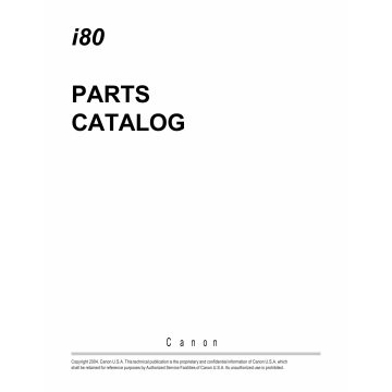 Canon PIXUS i80 80i Parts Catalog Manual